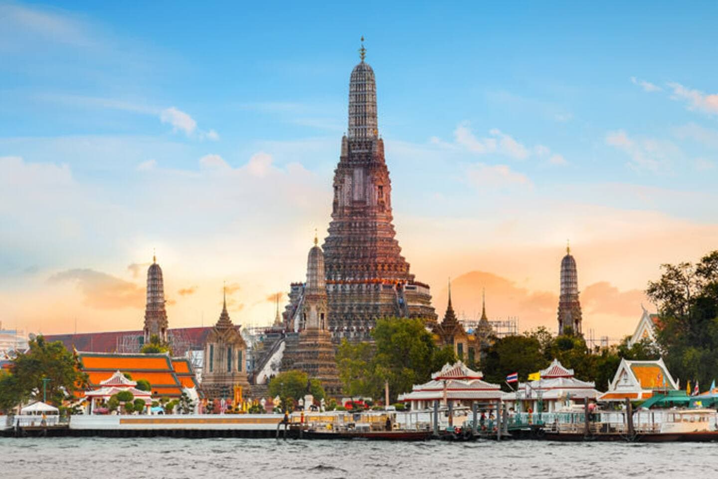 The iconic Wat Arun (Temple of Dawn) on the banks of the Chao Phraya River