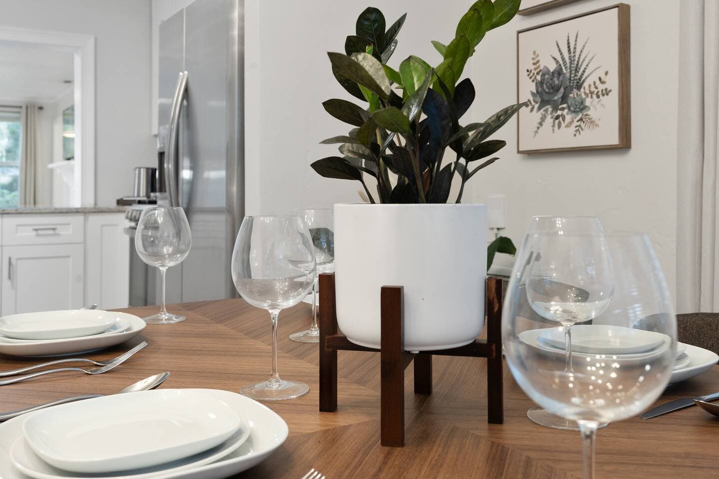 Interior decor detail featuring indoor plants and minimalist style
